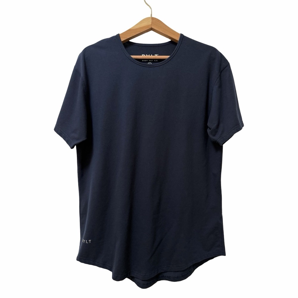 BYLT Mens Drop Cut Short Sleeve LUX Premium Basics T Shirt Size L Navy Preppy